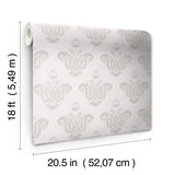 Fazia Linen by NuWallpaper Neutral Beige Taupe Heritage Floral Damask Peel and Stick Wallpaper Nabela Noor Home Collection - NNS6517
