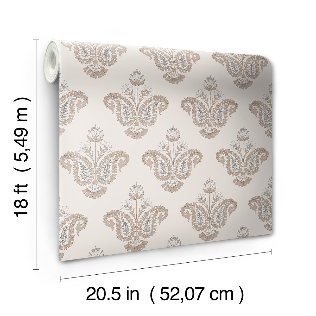 Fazia Terracotta Peel and Stick Wallpaper by NuWallpaper Nabela Noor Home Floral Damask - NNS6518