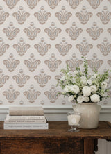 Fazia Terracotta Peel and Stick Wallpaper by NuWallpaper Nabela Noor Home Floral Damask - NNS6518