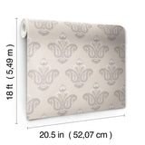 Fazia Jute by NuWallpaper Neutral Brown Taupe Floral Damask Peel and Stick Wallpaper from Nabela Noor Home x WallPops - NNS6519