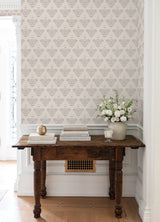 Fazia Jute by NuWallpaper Neutral Brown Taupe Floral Damask Peel and Stick Wallpaper from Nabela Noor Home x WallPops - NNS6519