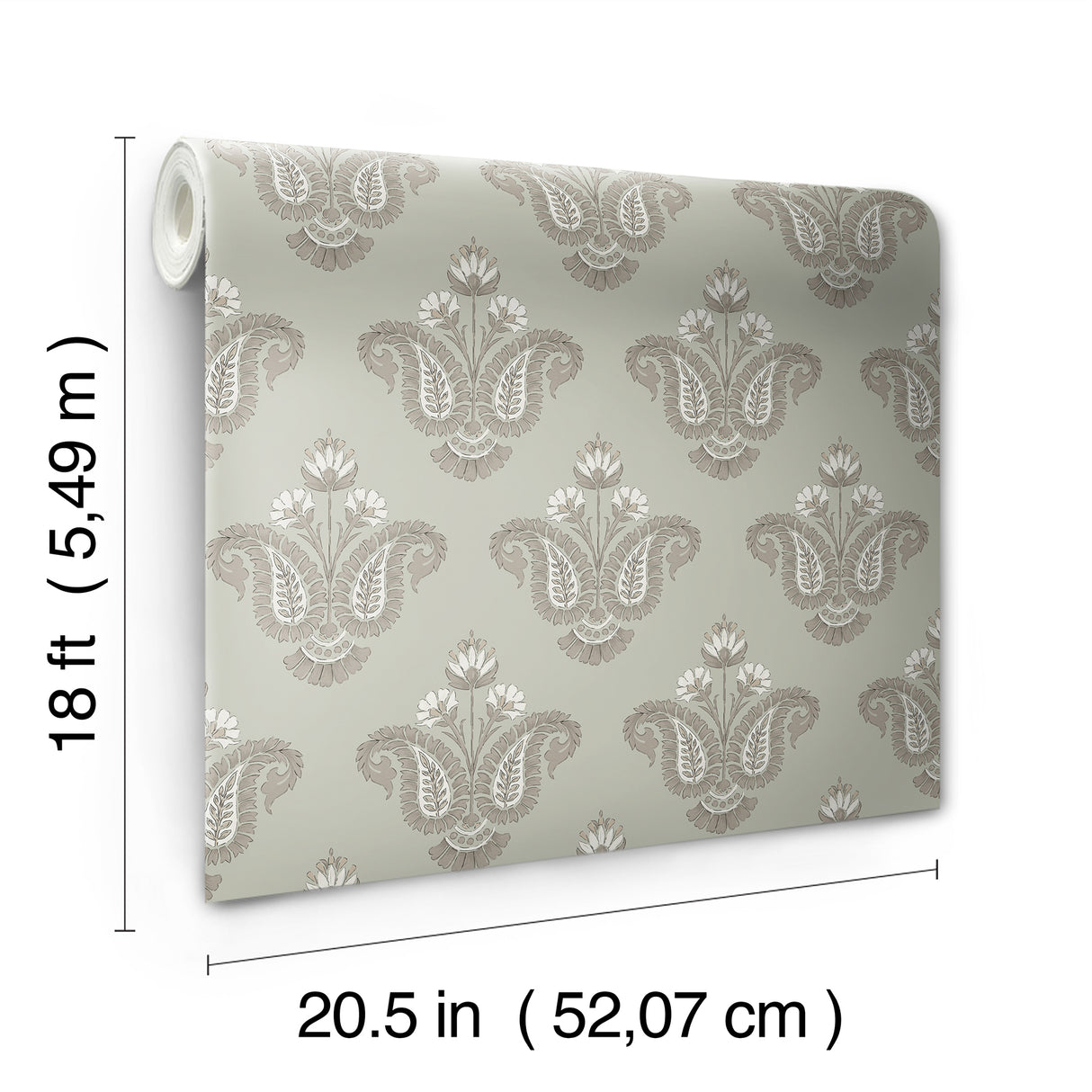 Fazia Moss by NuWallpaper Soft Mossy Green Botanical Floral Paisley Damask Peel and Stick Wallpaper Nabela Noor Home x WallPops Collection - NNS6520