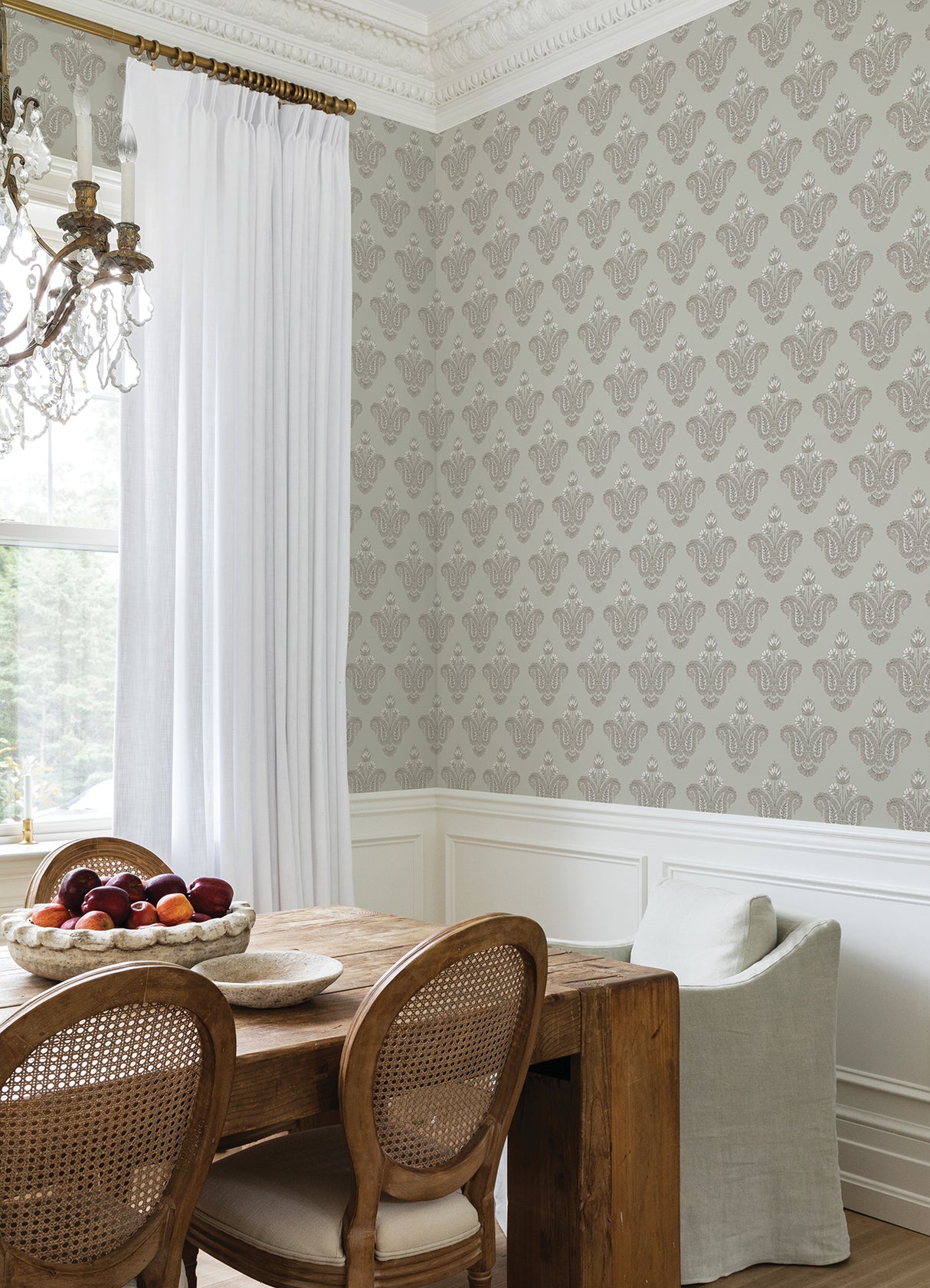 Fazia Moss by NuWallpaper Soft Mossy Green Botanical Floral Paisley Damask Peel and Stick Wallpaper Nabela Noor Home x WallPops Collection - NNS6520