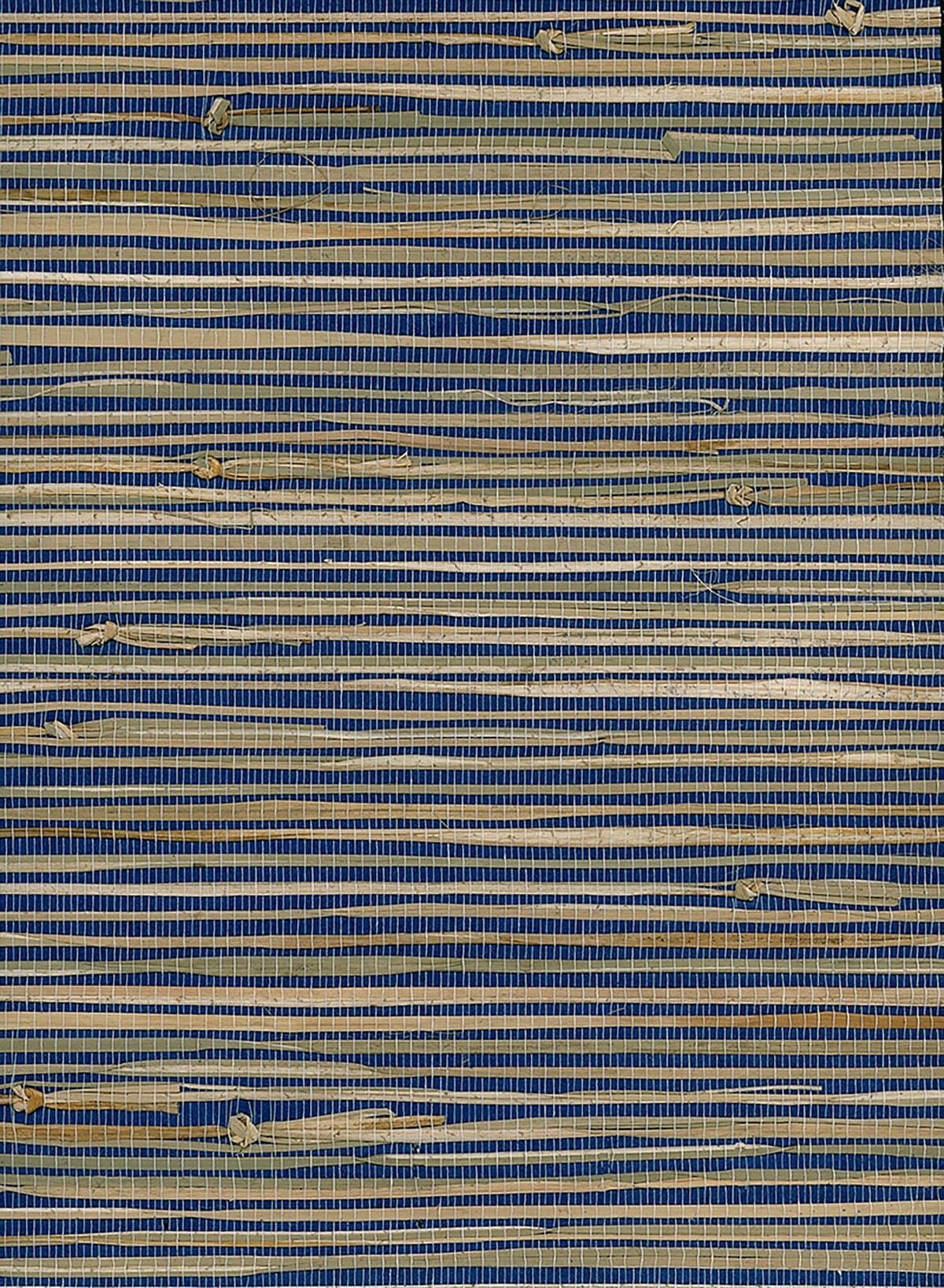 Triangle Grass grasscloth wallpaper in blue and tan woven texture, 36-in wide