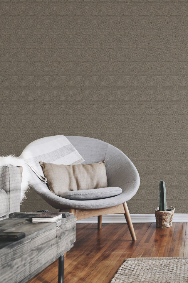 Norse Tribal Brown Wallpaper with Bohemian Geometric Motif - York NR1512