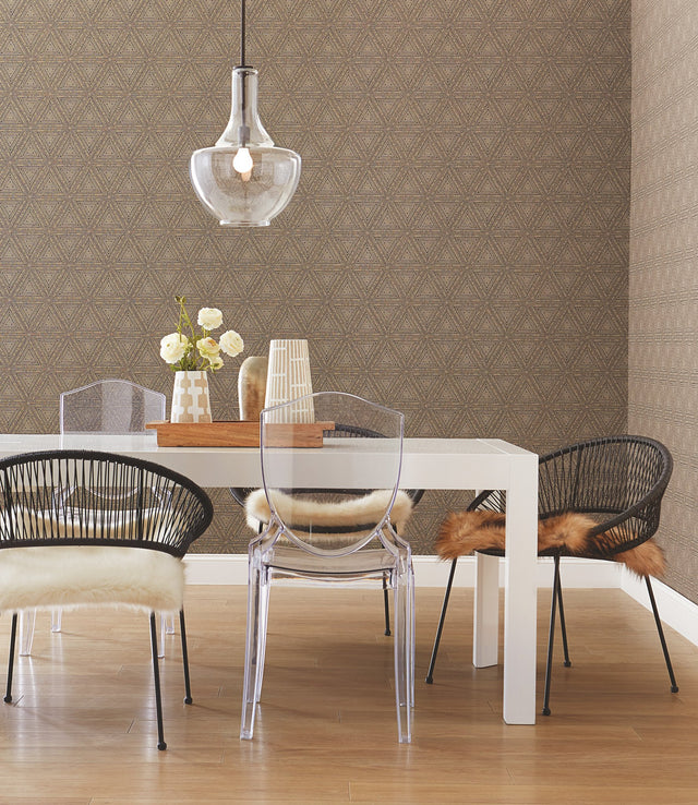 Norse Tribal Brown Wallpaper with Bohemian Geometric Motif - York NR1512
