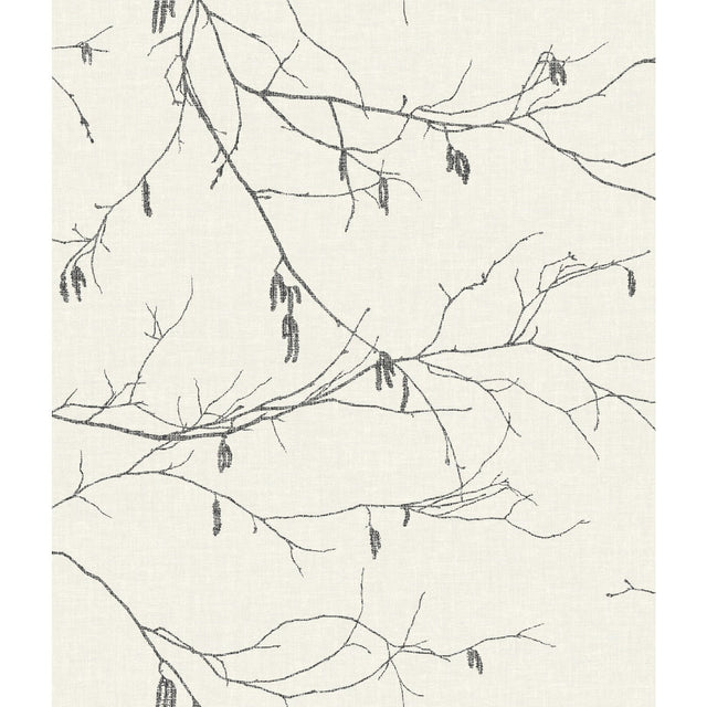 Winter Branches White Wallpaper with Botanical Branch Motif - York NR1524
