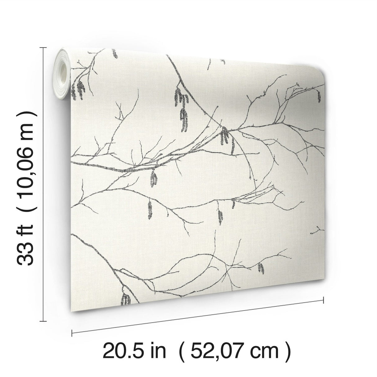 Winter Branches White Wallpaper with Botanical Branch Motif - York NR1524