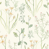 Alpine Botanical White Wallpaper with Watercolor Wildflower Motif - York NR1565