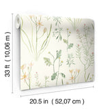 Alpine Botanical White Wallpaper with Watercolor Wildflower Motif - York NR1565