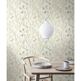 Alpine Botanical White Wallpaper with Watercolor Wildflower Motif - York NR1565