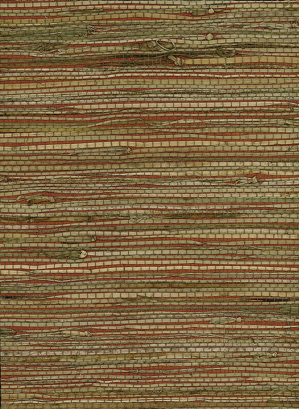 Red and tan rushcloth grasscloth texture wallpaper