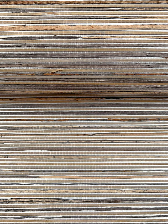 Bamboo Taupe Hemp Blend Wallpaper with Metallic Grasscloth Texture - York NT6102