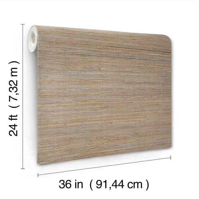 Bamboo Taupe Hemp Blend Wallpaper with Metallic Grasscloth Texture - York NT6102
