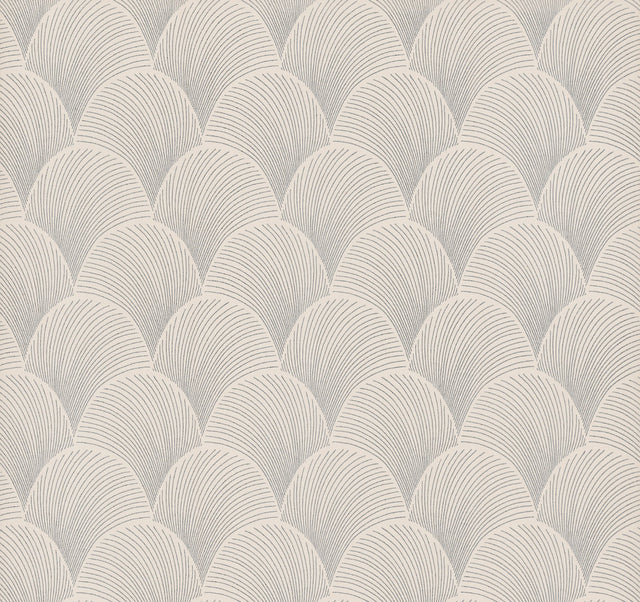 Metallic Cream Scallop Wallpaper with Glam Foil Motif - York NT6104