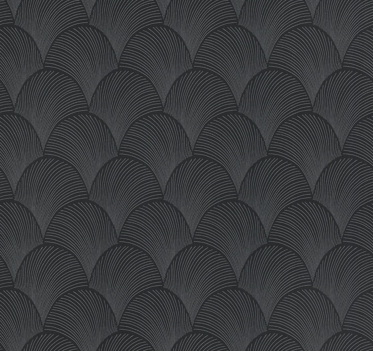 Metallic Black Scallop Wallpaper with Glam Foil Motif - York NT6105