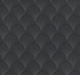 Metallic Black Scallop Wallpaper with Glam Foil Motif - York NT6105