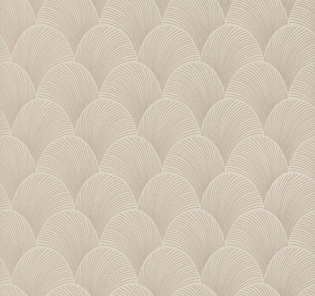 Metallic Beige Gold Scallop Wallpaper with Glam Foil Pattern - York NT6107
