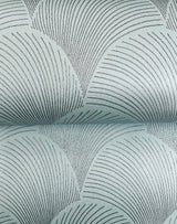 Metallic Scallop Blue Pearl Wallpaper with Foil Glam Motif - York NT6108
