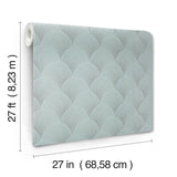 Metallic Scallop Blue Pearl Wallpaper with Foil Glam Motif - York NT6108