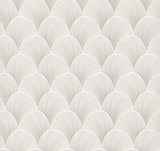 Metallic White Gold Scallop Wallpaper with Glam Foil Pattern - York NT6109