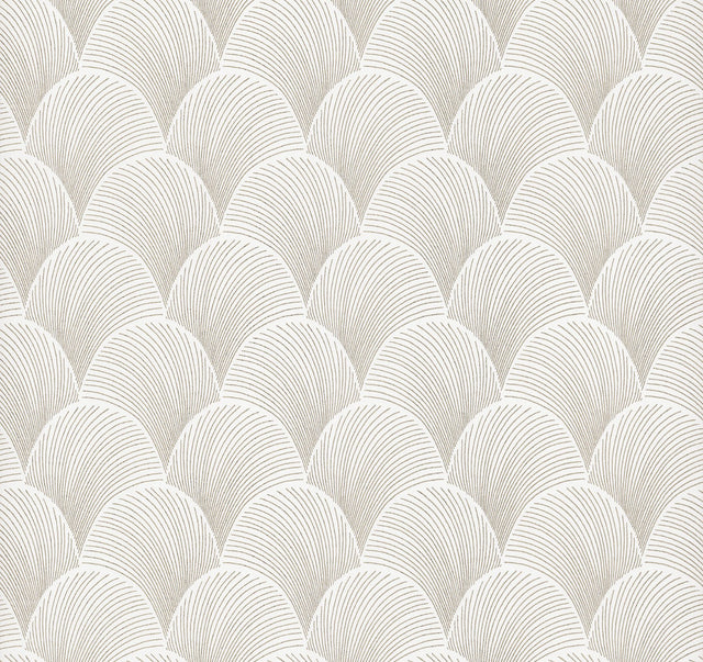 Metallic White Gold Scallop Wallpaper with Glam Foil Pattern - York NT6109
