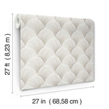 Metallic White Gold Scallop Wallpaper with Glam Foil Pattern - York NT6109
