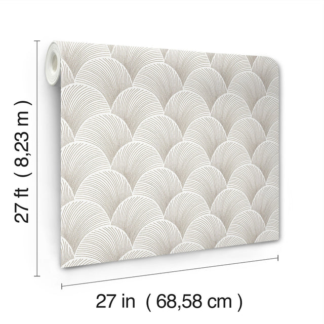 Metallic White Gold Scallop Wallpaper with Glam Foil Pattern - York NT6109