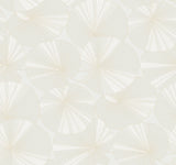 Layered White Lily Pads White Wallpaper with Metallic Botanical Tropical Style - York NT6112