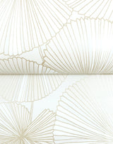 Layered White Lily Pads White Wallpaper with Metallic Botanical Tropical Style - York NT6112
