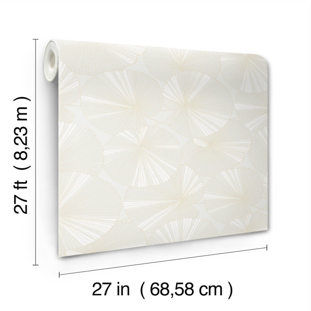 Layered White Lily Pads White Wallpaper with Metallic Botanical Tropical Style - York NT6112