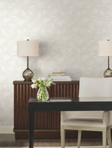 Layered White Lily Pads White Wallpaper with Metallic Botanical Tropical Style - York NT6112