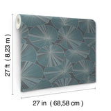 Layered Deep Blue Lily Pads Wallpaper with Tropical Botanical Pattern - York NT6113