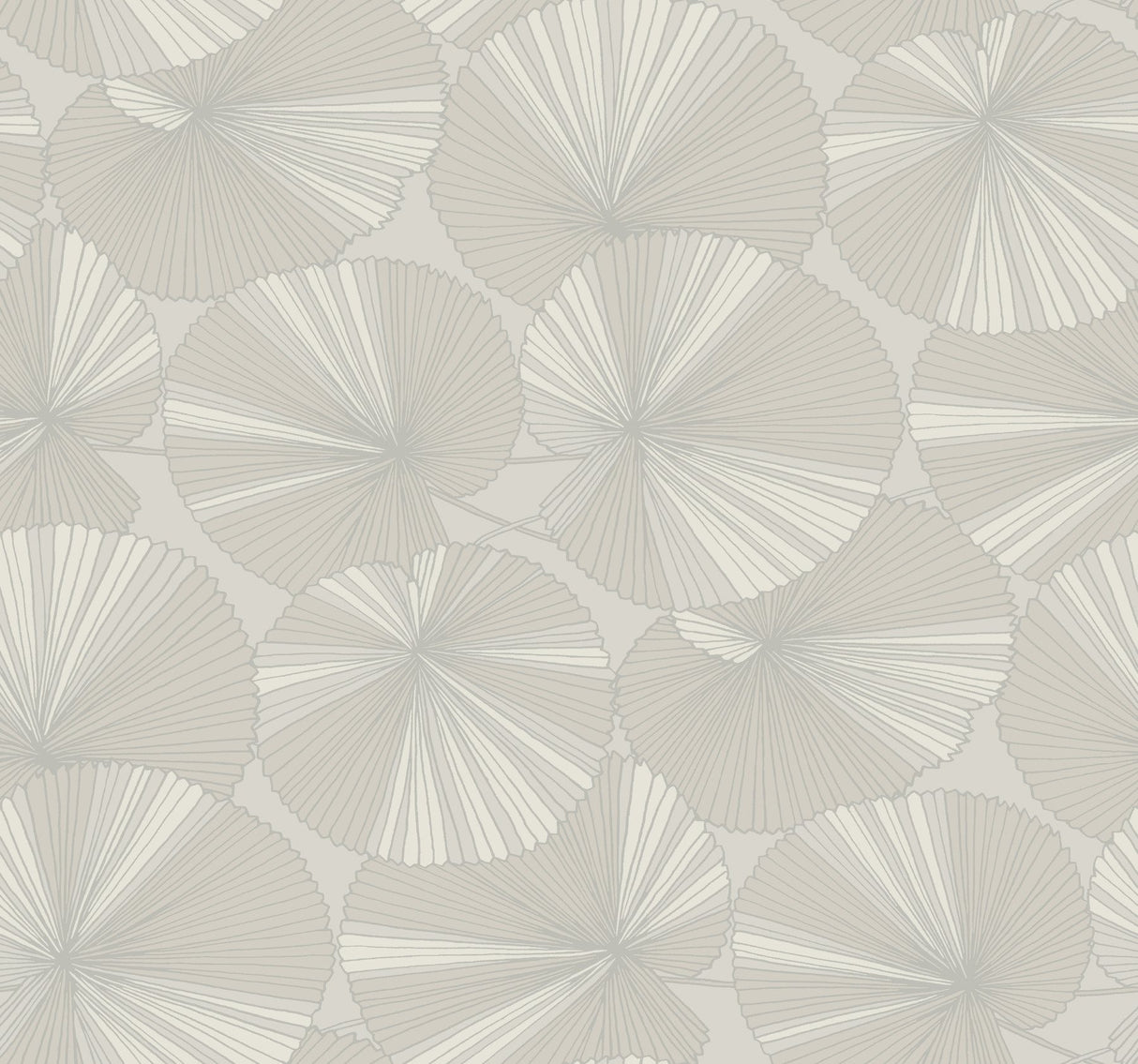 Layered Grey Lily Pads Wallpaper with Botanical Tropical Motif - York NT6114