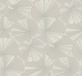 Layered Grey Lily Pads Wallpaper with Botanical Tropical Motif - York NT6114
