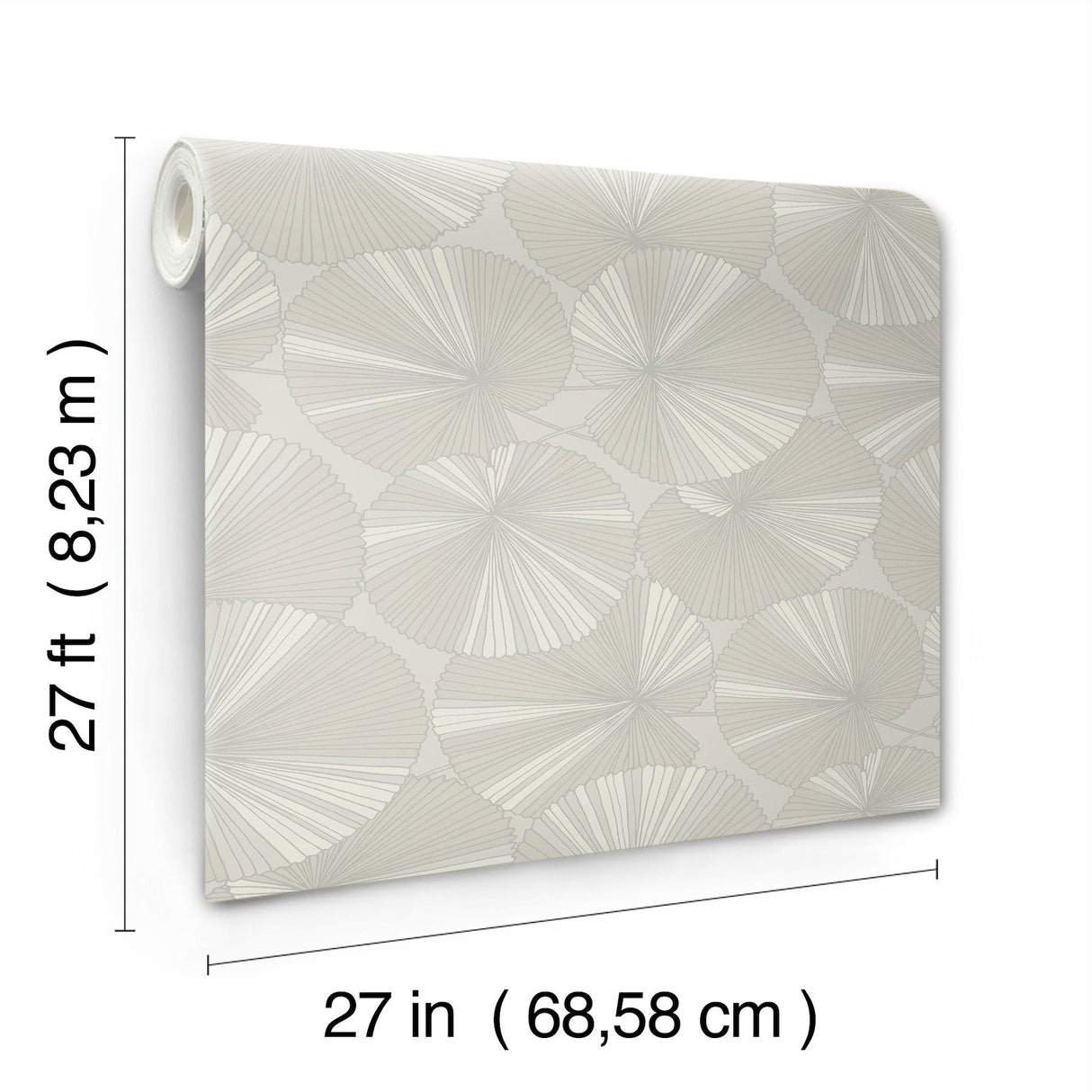 Layered Grey Lily Pads Wallpaper with Botanical Tropical Motif - York NT6114