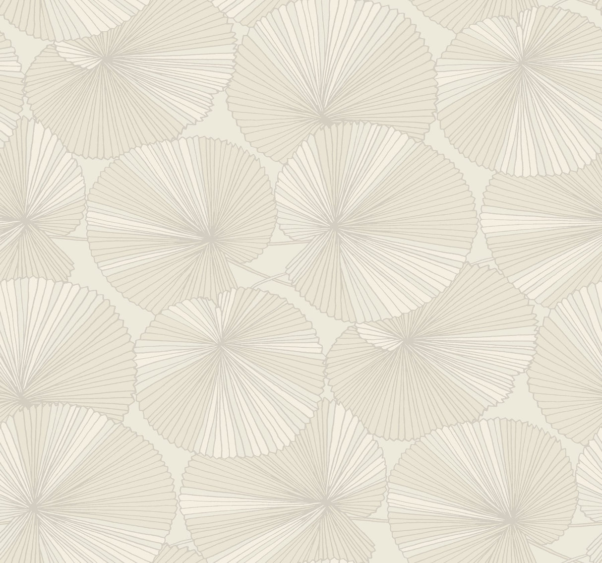 Layered Cream Lily Pads Wallpaper with Botanical Tropical Motif - York NT6115