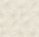 Layered Cream Lily Pads Wallpaper with Botanical Tropical Motif - York NT6115