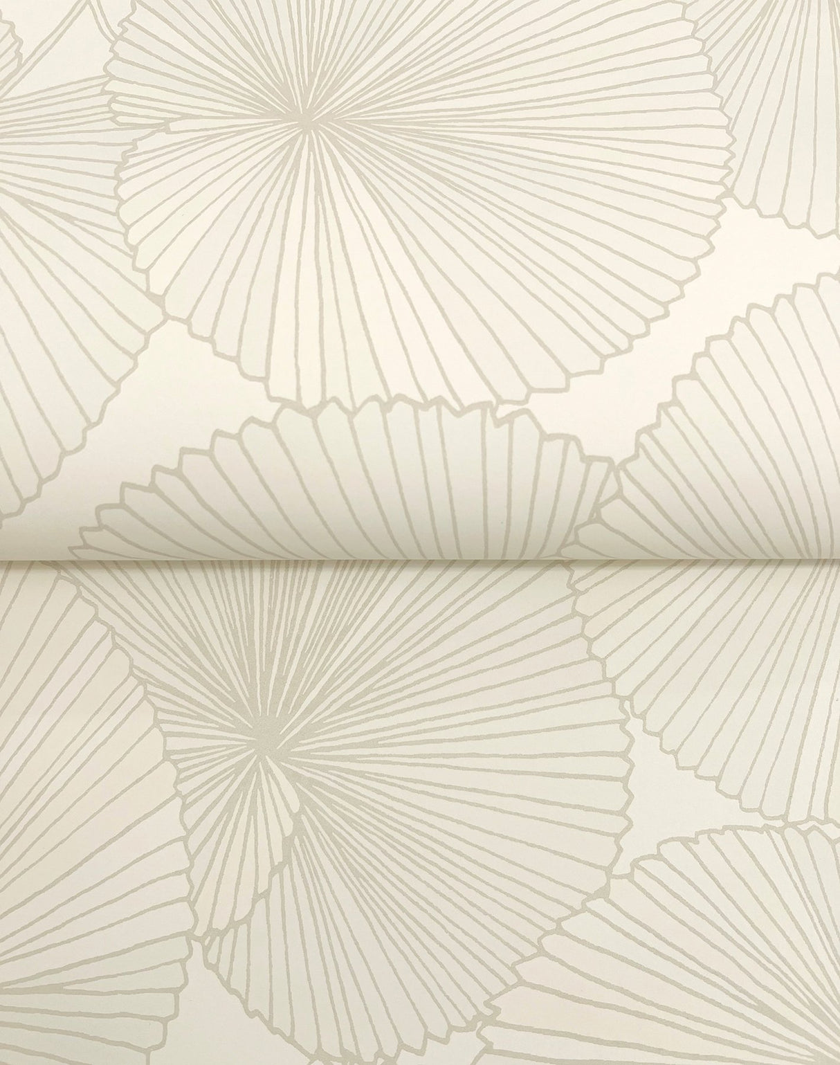 Layered Cream Lily Pads Wallpaper with Botanical Tropical Motif - York NT6115