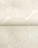 Layered Cream Lily Pads Wallpaper with Botanical Tropical Motif - York NT6115