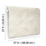 Layered Cream Lily Pads Wallpaper with Botanical Tropical Motif - York NT6115