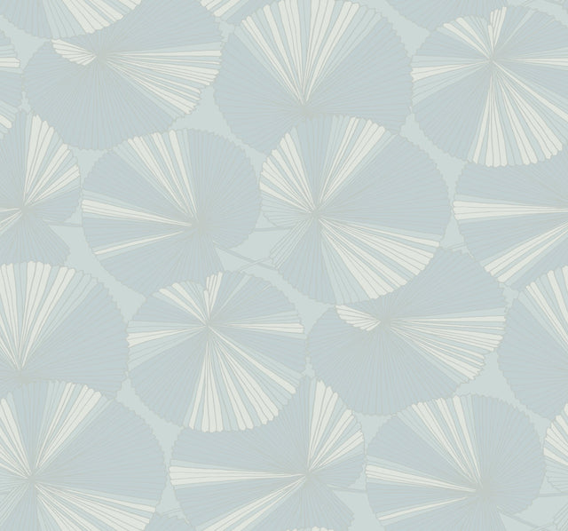 Layered Lily Pads Spa Wallpaper with Tropical Botanical Motif - York NT6116