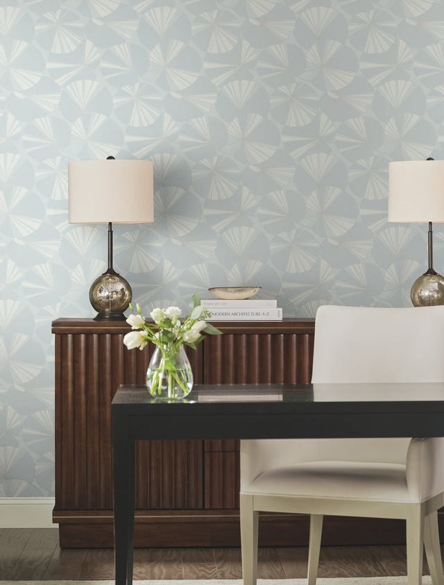 Layered Lily Pads Spa Wallpaper with Tropical Botanical Motif - York NT6116