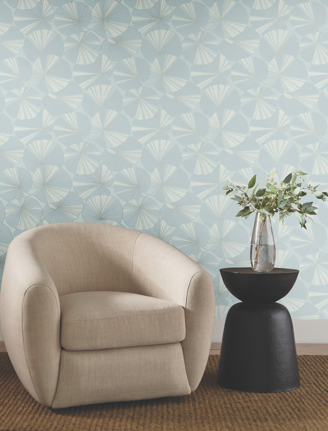 Layered Lily Pads Spa Wallpaper with Tropical Botanical Motif - York NT6116