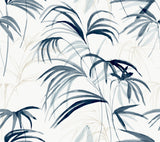 Inky Blue Palms Blue Wallpaper with Tropical Botanical Palm Pattern - York NT6122