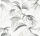 Inky Black Palms Black Wallpaper with Tropical Botanical Watercolor Motif - York NT6123