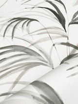 Inky Black Palms Black Wallpaper with Tropical Botanical Watercolor Motif - York NT6123