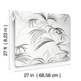 Inky Black Palms Black Wallpaper with Tropical Botanical Watercolor Motif - York NT6123