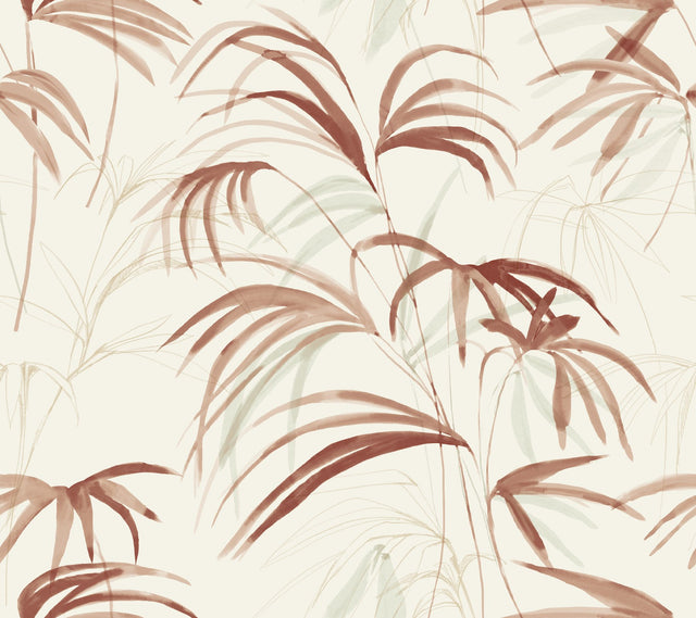 Inky Palms Clay Wallpaper with Tropical Botanical Motif - York NT6124