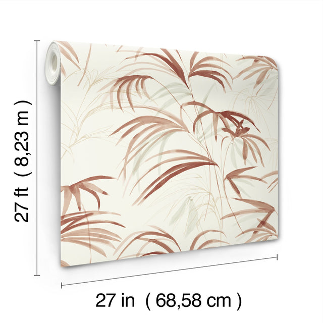 Inky Palms Clay Wallpaper with Tropical Botanical Motif - York NT6124